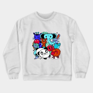 cute cartoon sketch animals Crewneck Sweatshirt